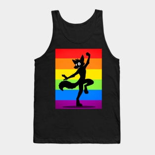 Rainbow LGBTQ Furry Pride Dancing Fox Fursona V2 Tank Top